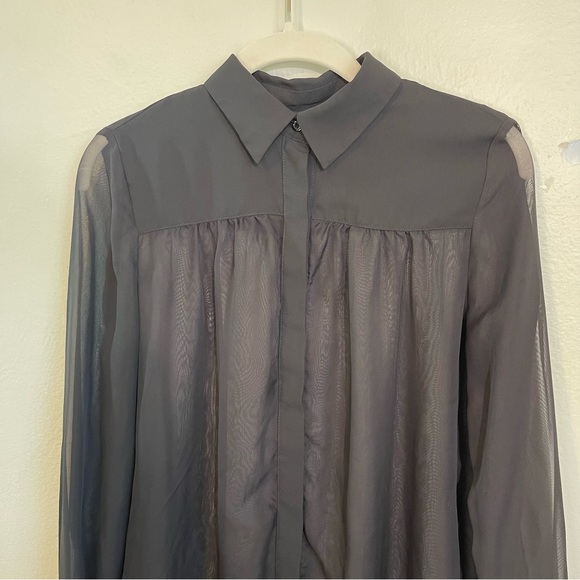 Harlow and Graham pleated sheer button up shirt - Picture 5 of 17